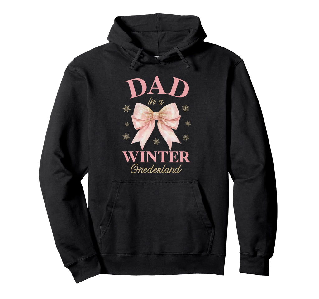 Dad Winter Onederland Birthday Bow Hoodie - Minimalist Print for Adults - T-Shirt, Sweatshirt, Hoodie