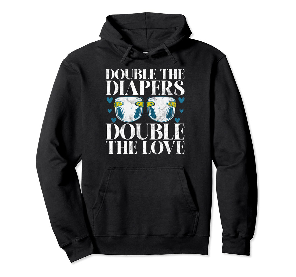Double Diapers Double Love Twin Dad Hoodie - Trendy Graphic for Adults - T-Shirt, Sweatshirt, Hoodie