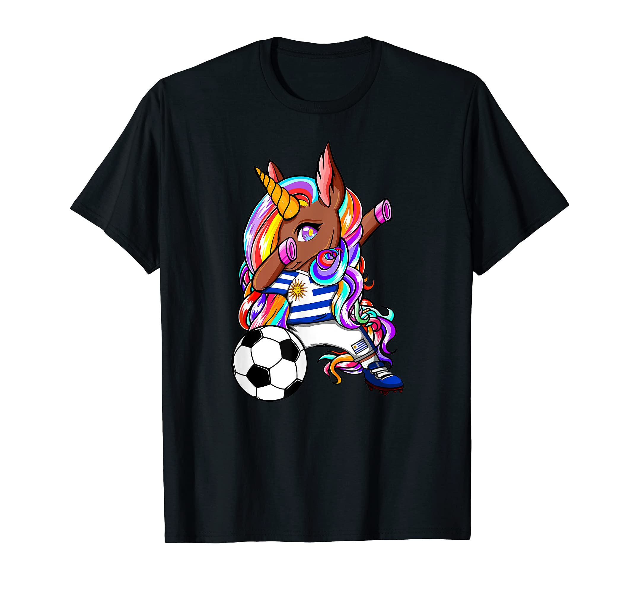 Dabbing Brown Skin Unicorn Uruguay T-Shirt - Minimalist Print Men Women - T-Shirt, Sweatshirt, Hoodie