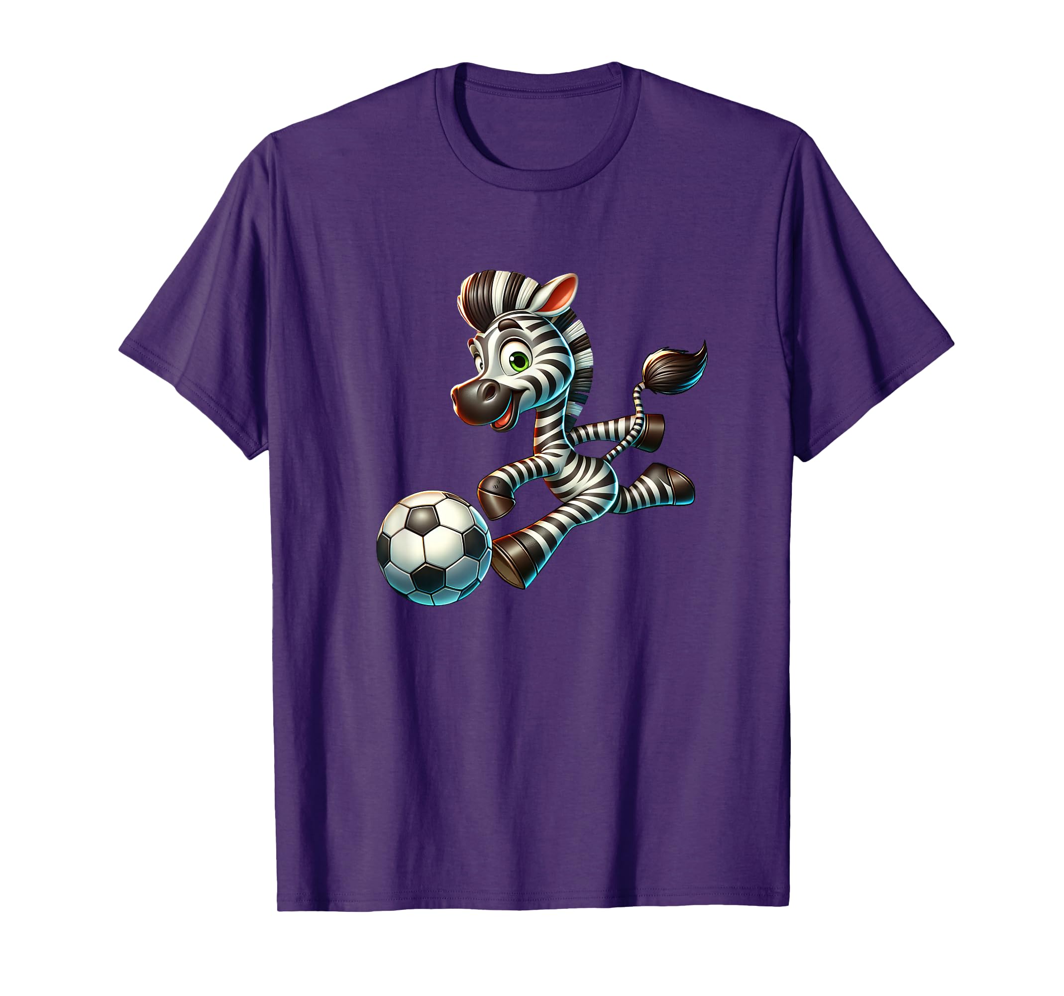 Cartoon Zebra Soccer Player T-Shirt - Minimalist Print for Adults - T-Shirt, Sweatshirt, Hoodie
