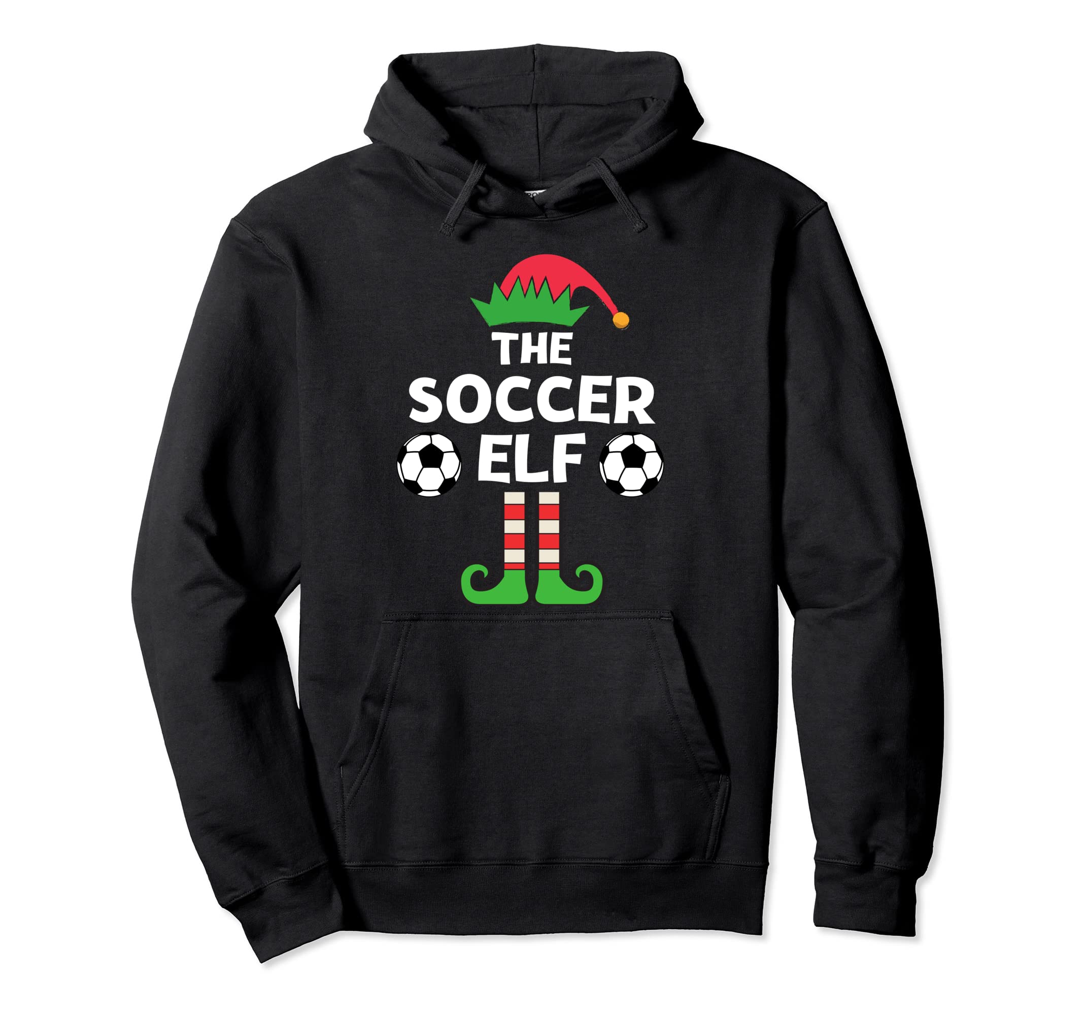 Soccer Elf Matching Family Party Pajama Hoodie - Graphic Print Unisex - T-Shirt, Sweatshirt, Hoodie
