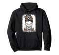 Soccer Mom Game Day Messy Bun Leopard Hoodie - Streetwear Style for Adults - T-Shirt, Sweatshirt, Hoodie