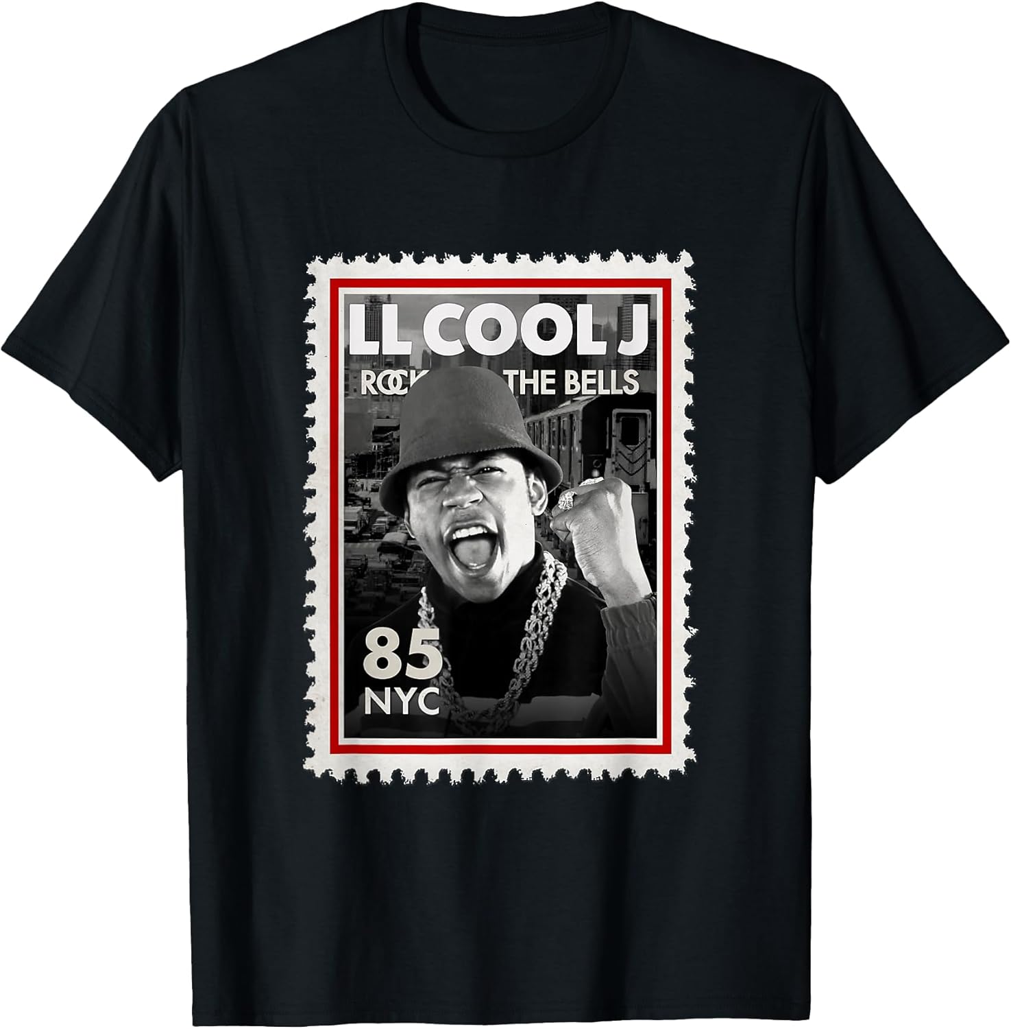 LL Cool J Rock The Bells NY 85 Stamp 90's Vintage - Adult & Kids T-Shirts, Sweatshirts & Hoodies apparel design preview 1