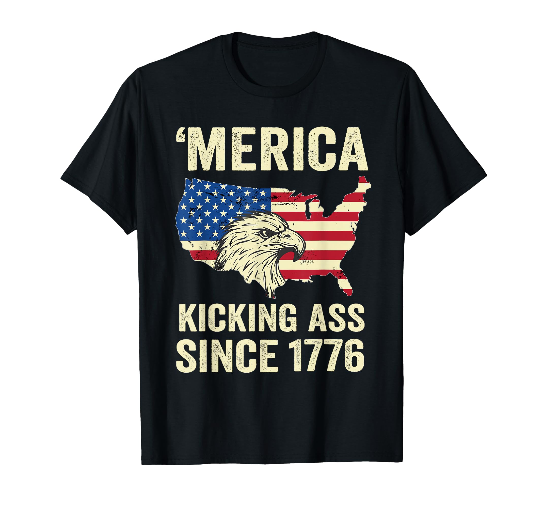Merica Kicking Ass Since 1776 4Th July T-Shirt - Novelty Apparel Men Women - T-Shirt, Sweatshirt, Hoodie