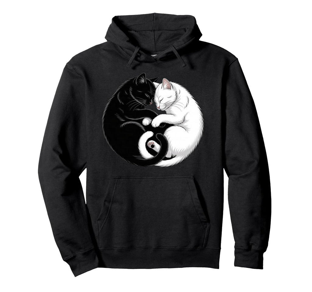 Yin And Yang Pet Cat Black White Cats Hoodie - Trendy Graphic for Adults - T-Shirt, Sweatshirt, Hoodie