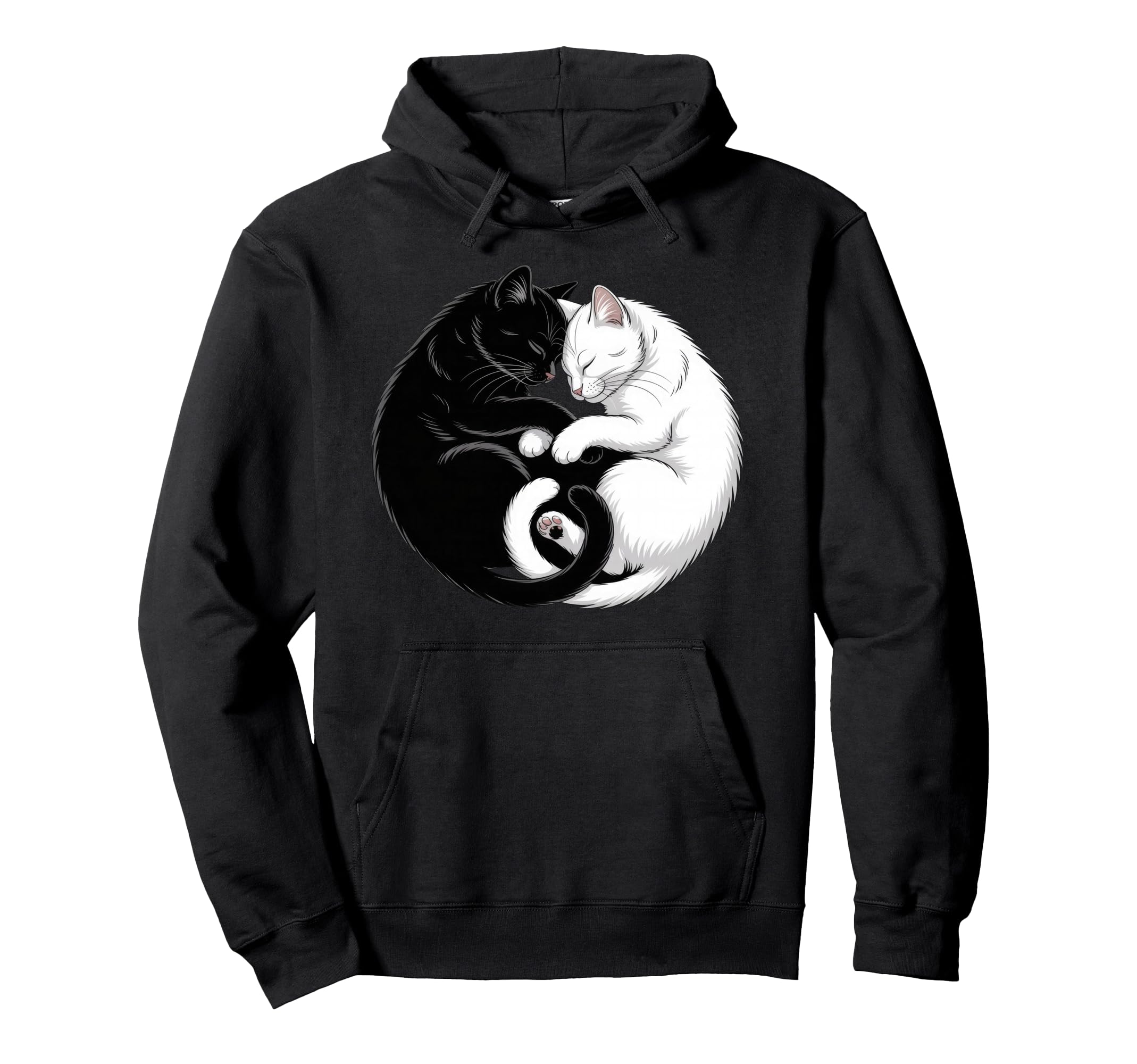 Yin And Yang Pet Cat Black White Cats Hoodie - Trendy Graphic for Adults - T-Shirt, Sweatshirt, Hoodie