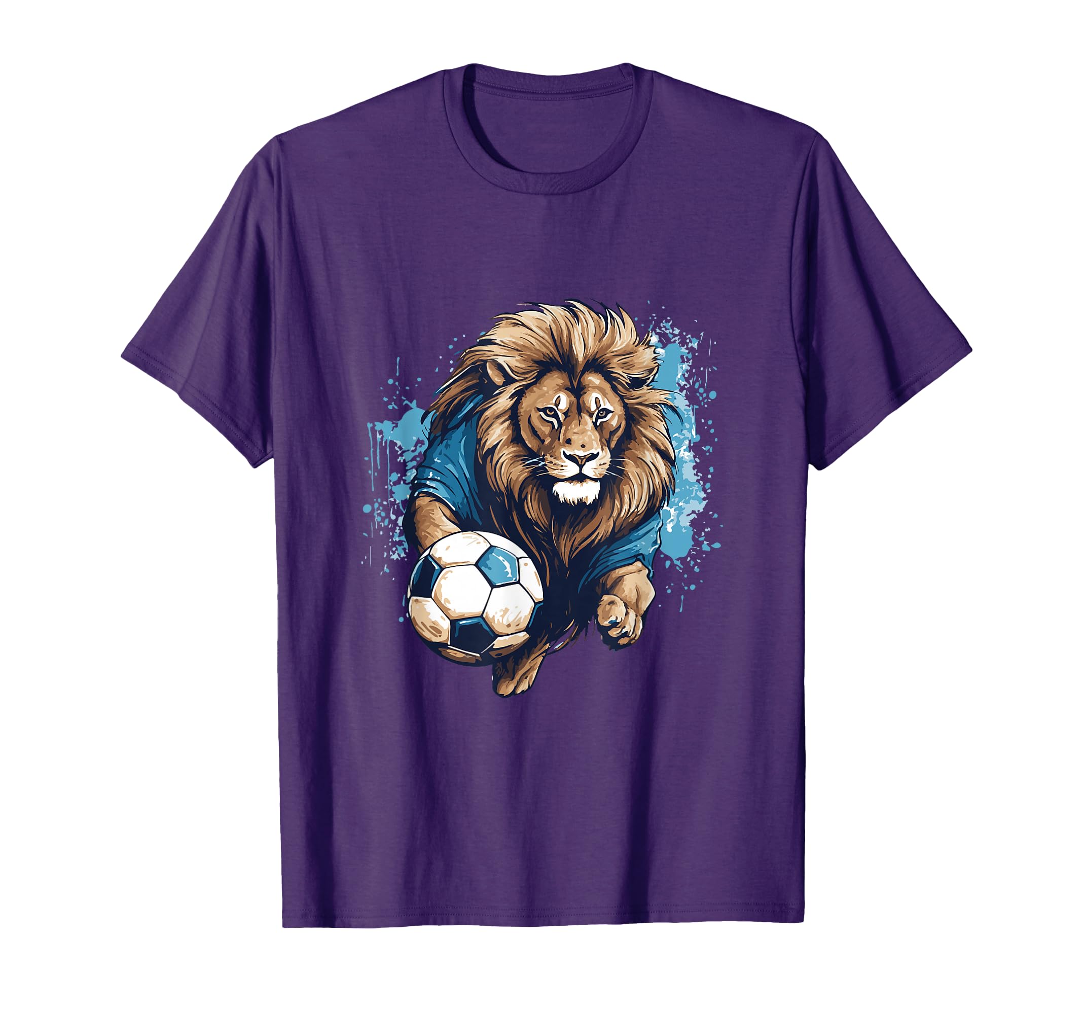Lion Playing Soccer Funny Animal T-Shirt - Unique Graphic Unisex - T-Shirt, Sweatshirt, Hoodie