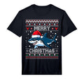 Funny Merry Ugly Shark Santa Hat T-Shirt - Unique Graphic for Adults - T-Shirt, Sweatshirt, Hoodie