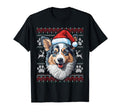 Blue Merle Corgi Santa Hat Funny Dog T-Shirt - Minimalist Print for Adults - T-Shirt, Sweatshirt, Hoodie