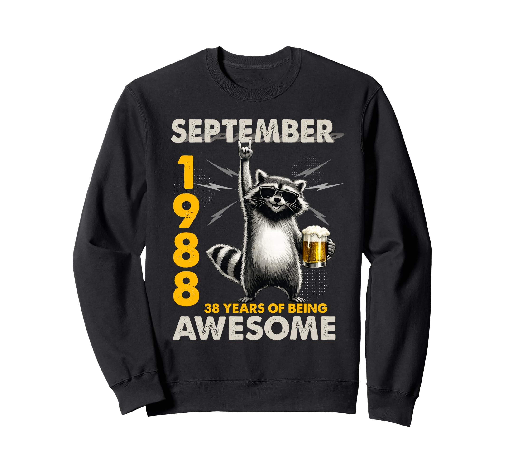 38Th Birthday Raccoon September Sweatshirt - Fun Novelty Design Men Women - T-Shirt, Sweatshirt, Hoodie