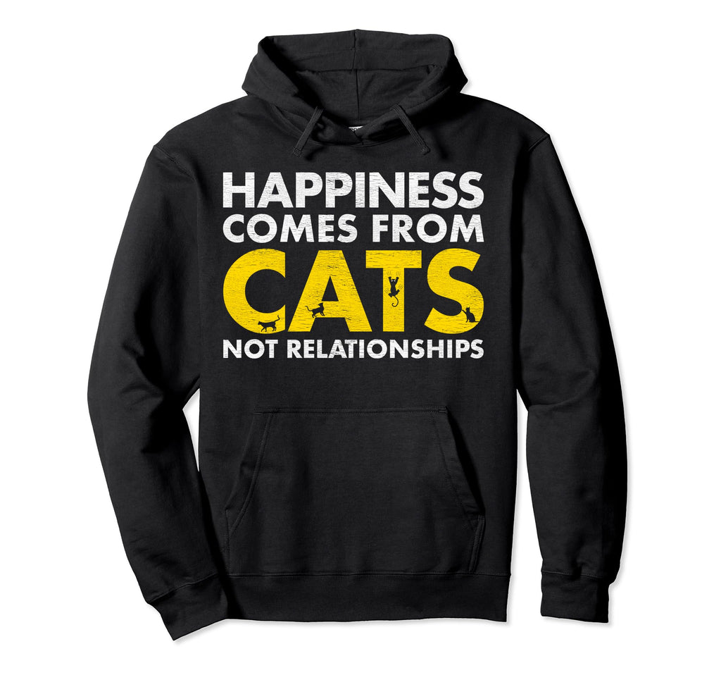 Happiness Comes From Cats Single Cat Hoodie - Aesthetic Graphic Unisex - T-Shirt, Sweatshirt, Hoodie
