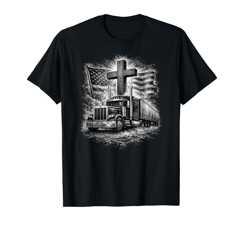 Trucker Patriotic American Flag T-Shirt - Aesthetic Graphic Unisex - T-Shirt, Sweatshirt, Hoodie