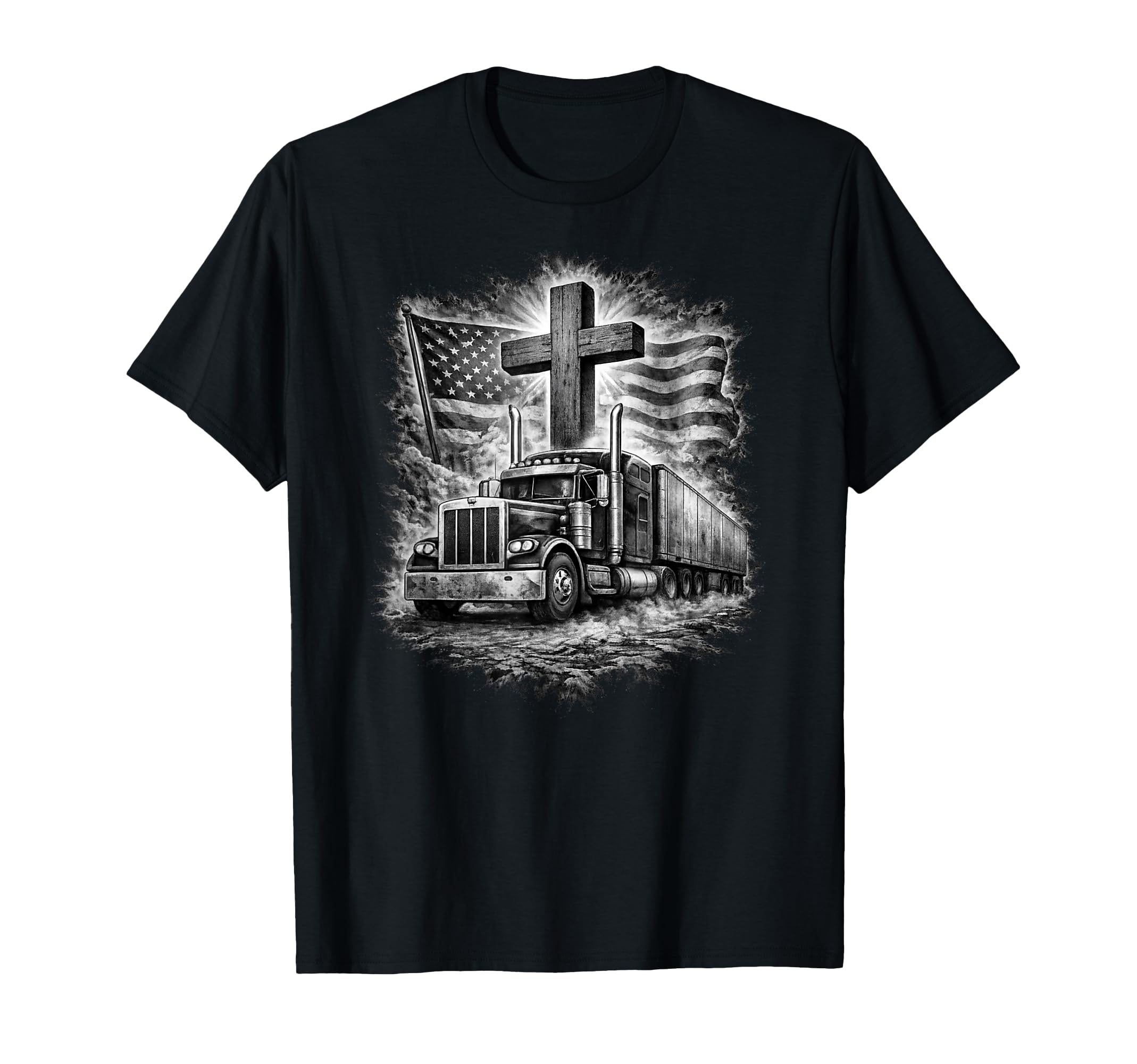 Trucker Patriotic American Flag T-Shirt - Aesthetic Graphic Unisex - T-Shirt, Sweatshirt, Hoodie