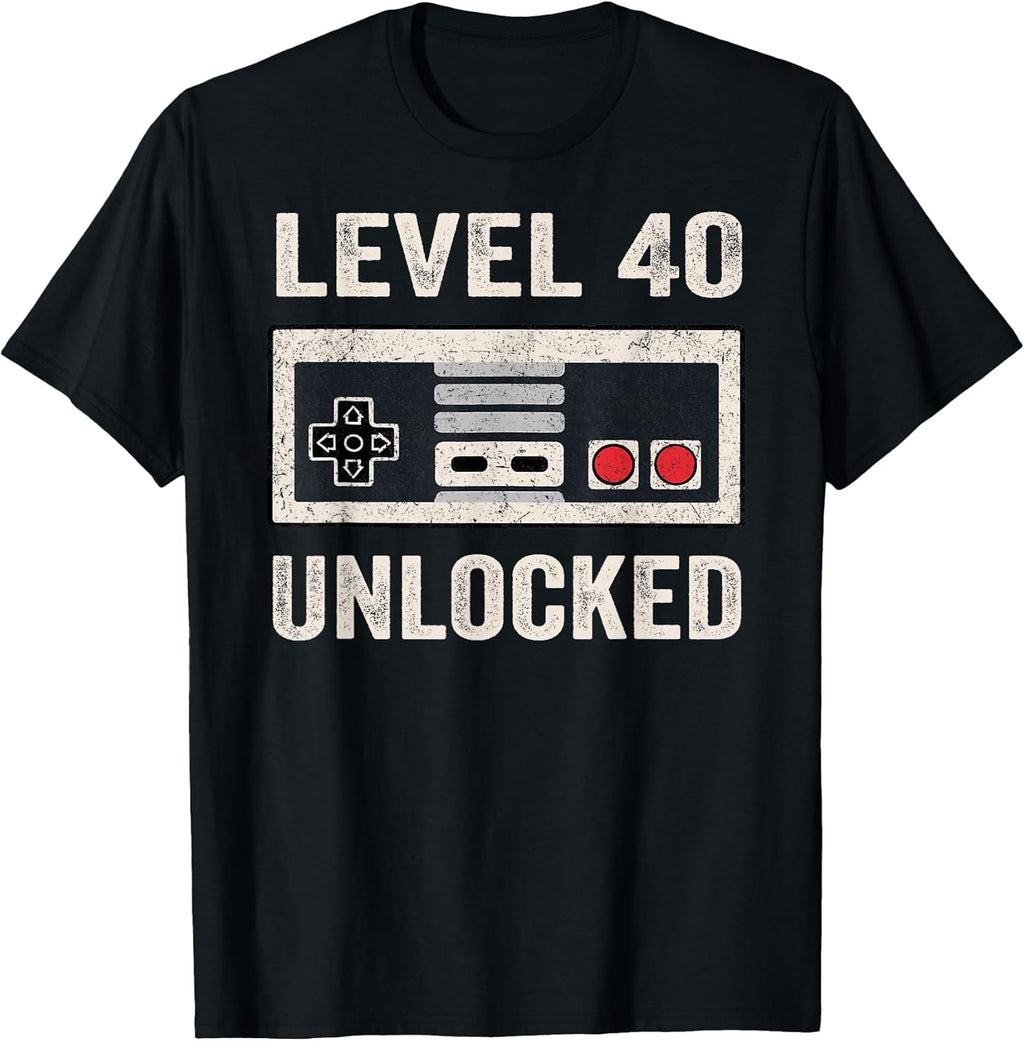 Level 40 Unlocked Video Gamer 40th Birthday Gift - Adult & Kids T-Shirts, Sweatshirts & Hoodies apparel design preview 1