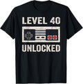 Level 40 Unlocked Video Gamer 40th Birthday Gift - Adult & Kids T-Shirts, Sweatshirts & Hoodies apparel design preview 1