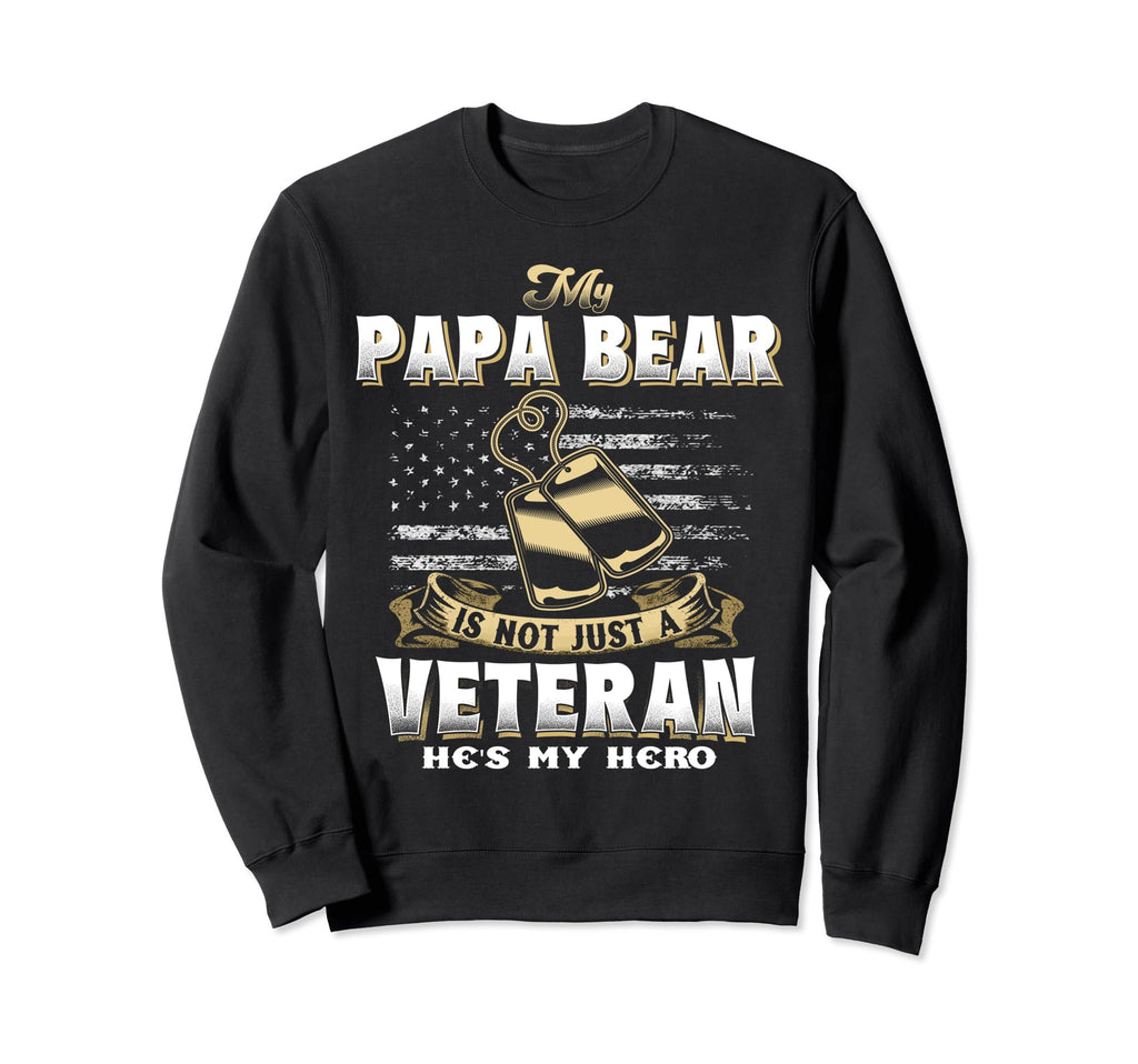 Veteran Papa Bear Dad Usa Flag Sweatshirt - Aesthetic Graphic Men Women - T-Shirt, Sweatshirt, Hoodie