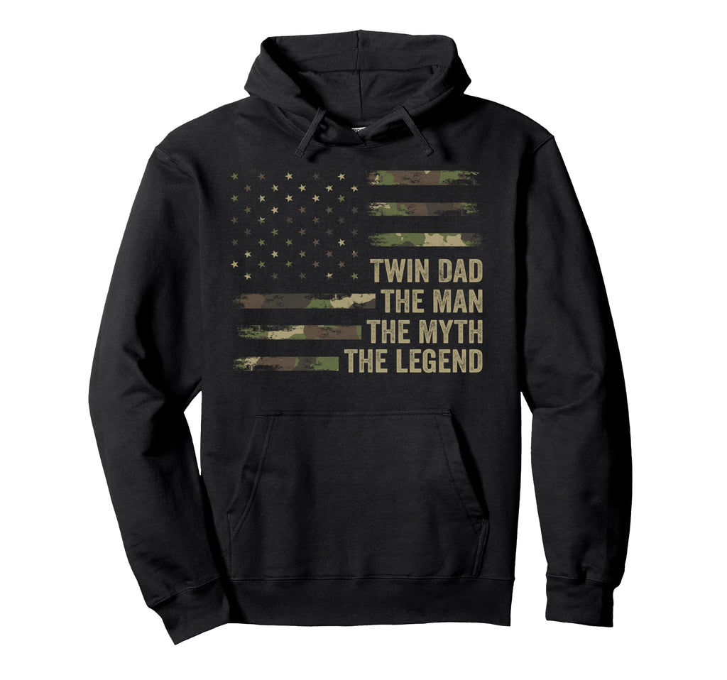 Twin Dad Camo Usa Flag Twin Dad Hoodie - Casual Everyday Wear for Adults - T-Shirt, Sweatshirt, Hoodie
