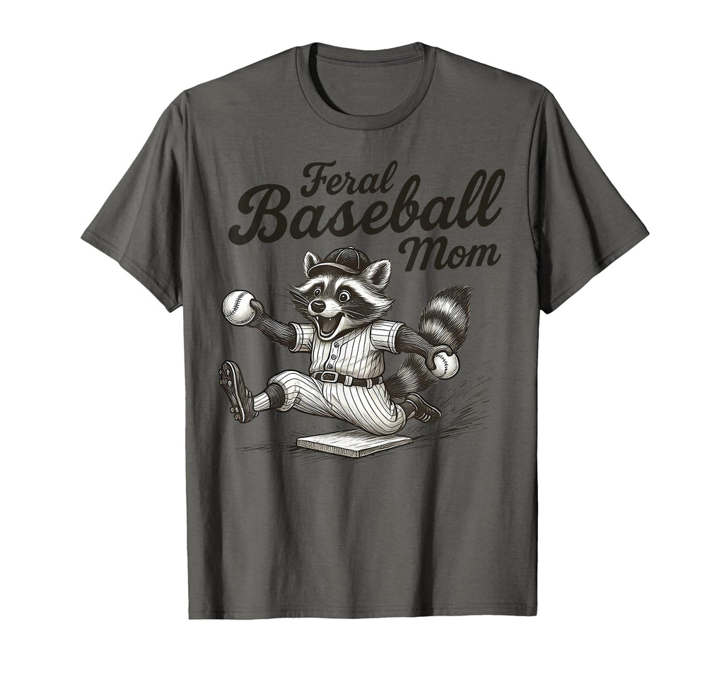 Raccoon Feral Baseball Mom Trash T-Shirt - Custom Art Print Men Women - T-Shirt, Sweatshirt, Hoodie