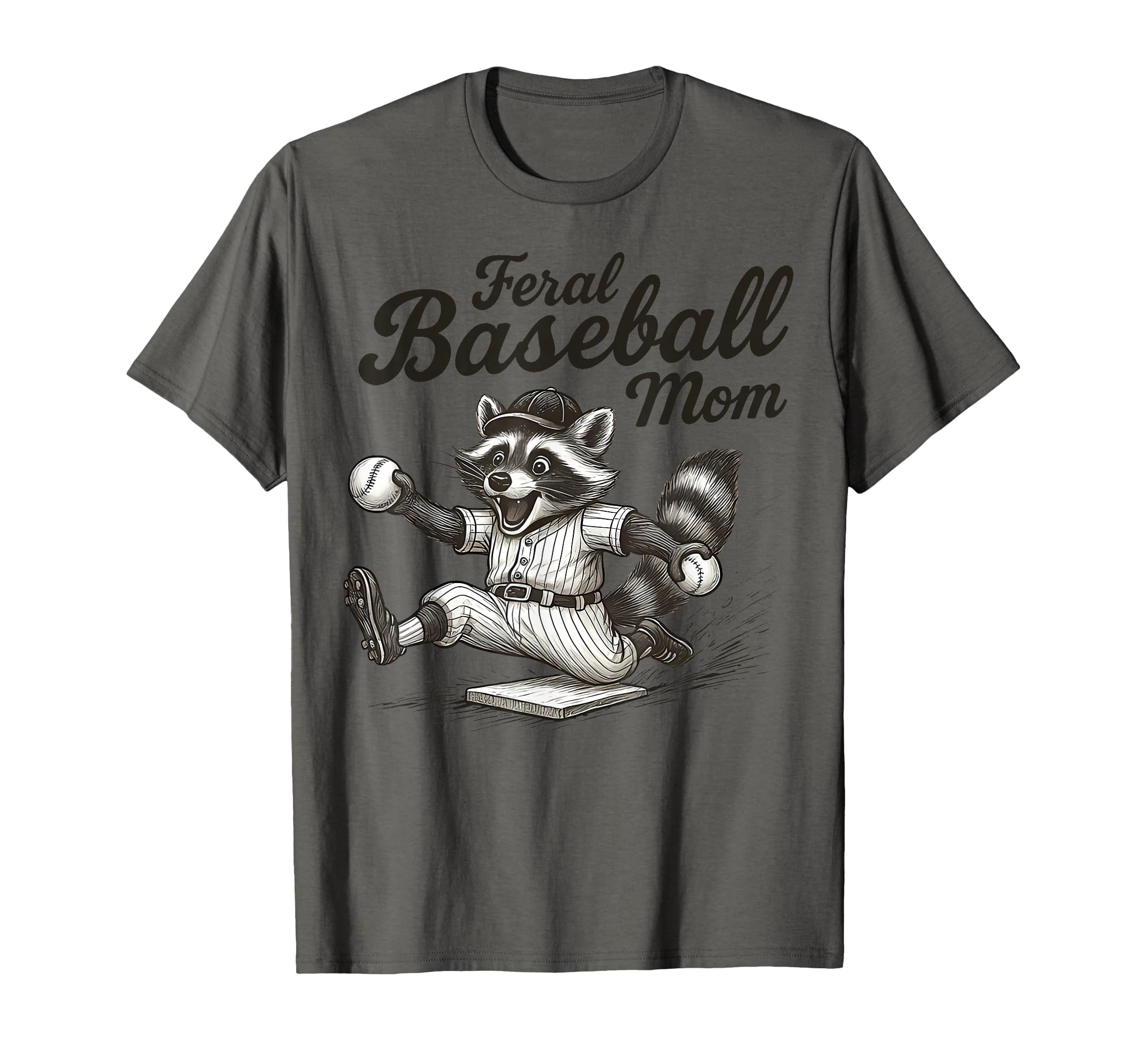 Raccoon Feral Baseball Mom Trash T-Shirt - Custom Art Print Men Women - T-Shirt, Sweatshirt, Hoodie