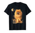 Pomeranian Howling To Moon Dog Art T-Shirt - Trendy Graphic Men Women - T-Shirt, Sweatshirt, Hoodie