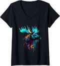 Womens Moose Lovers Colorful Pop Art Beautiful V-Neck - Adult & Kids T-Shirts, Sweatshirts & Hoodies apparel design preview 1