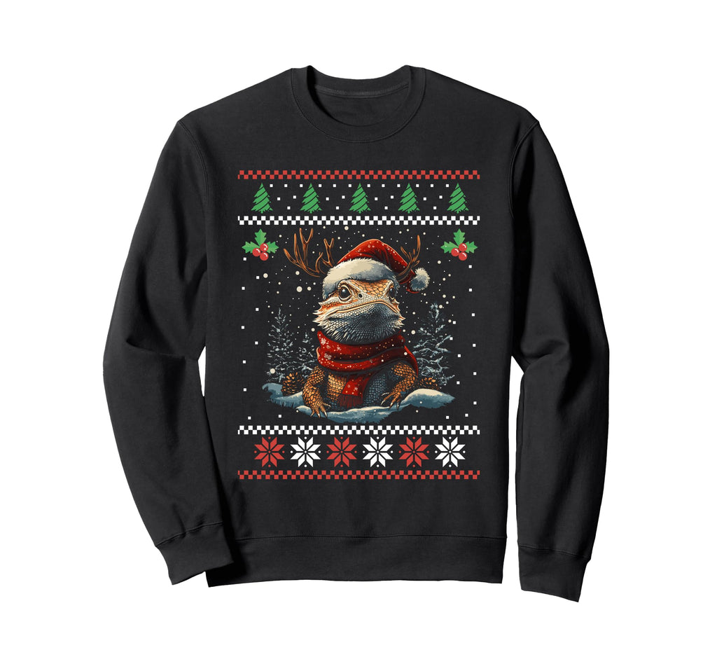 Bearded Dragon Santa Hat Ugly Sweatshirt - Trendy Graphic Men Women - T-Shirt, Sweatshirt, Hoodie