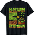 Birthday Boy 5 Year Old Bruh It's My 5th Bday Gamer - Adult & Kids T-Shirts, Sweatshirts & Hoodies apparel design preview 1