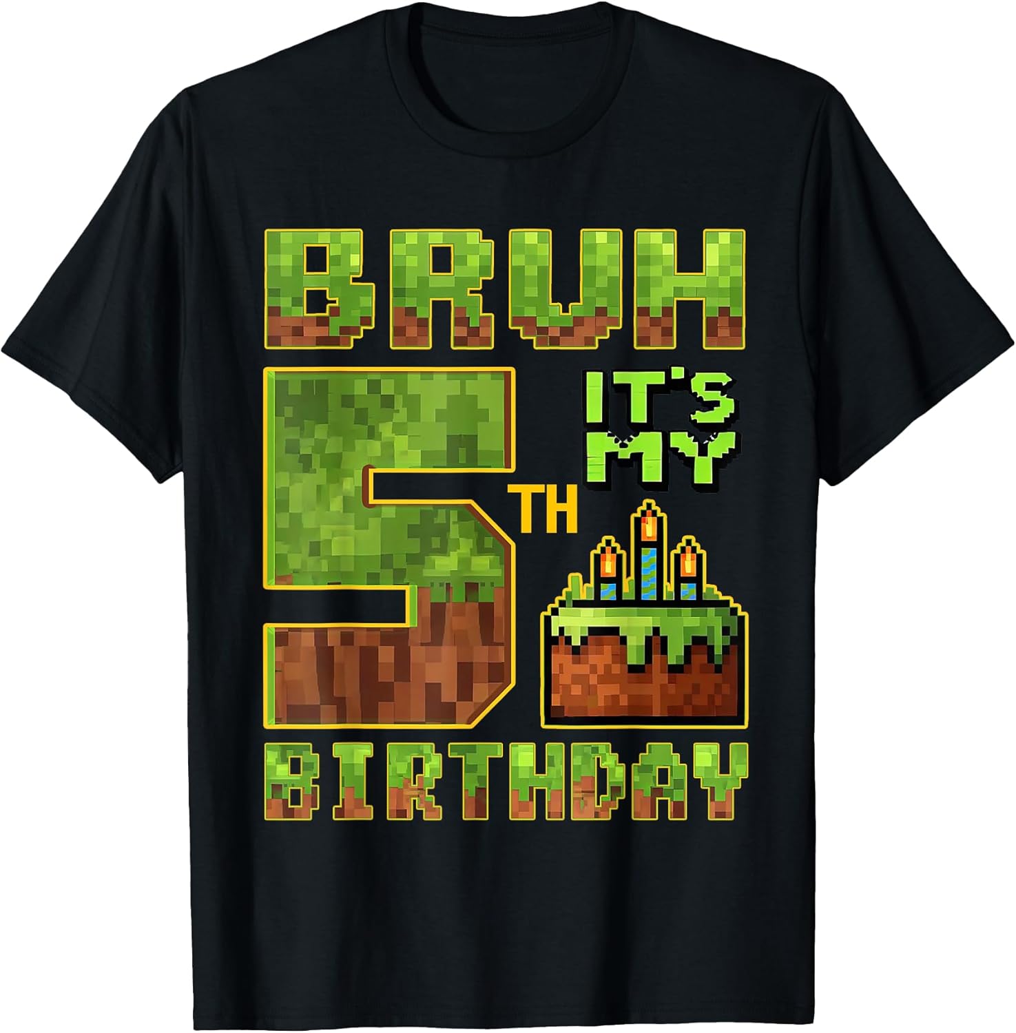 Birthday Boy 5 Year Old Bruh It's My 5th Bday Gamer - Adult & Kids T-Shirts, Sweatshirts & Hoodies apparel design preview 1