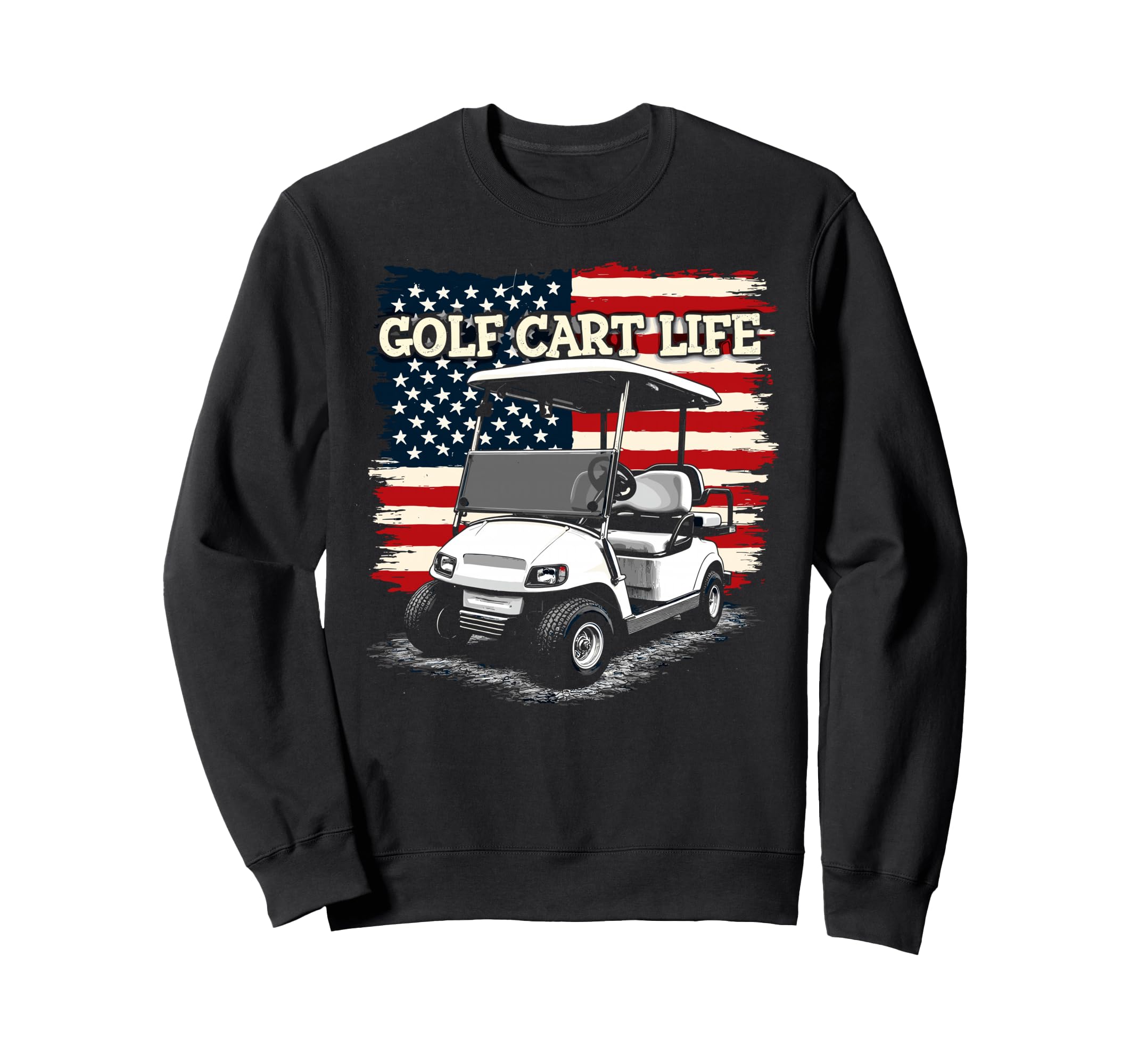 Golf Cart Life Us Flag Golfing Sweatshirt - Custom Art Print for Adults - T-Shirt, Sweatshirt, Hoodie