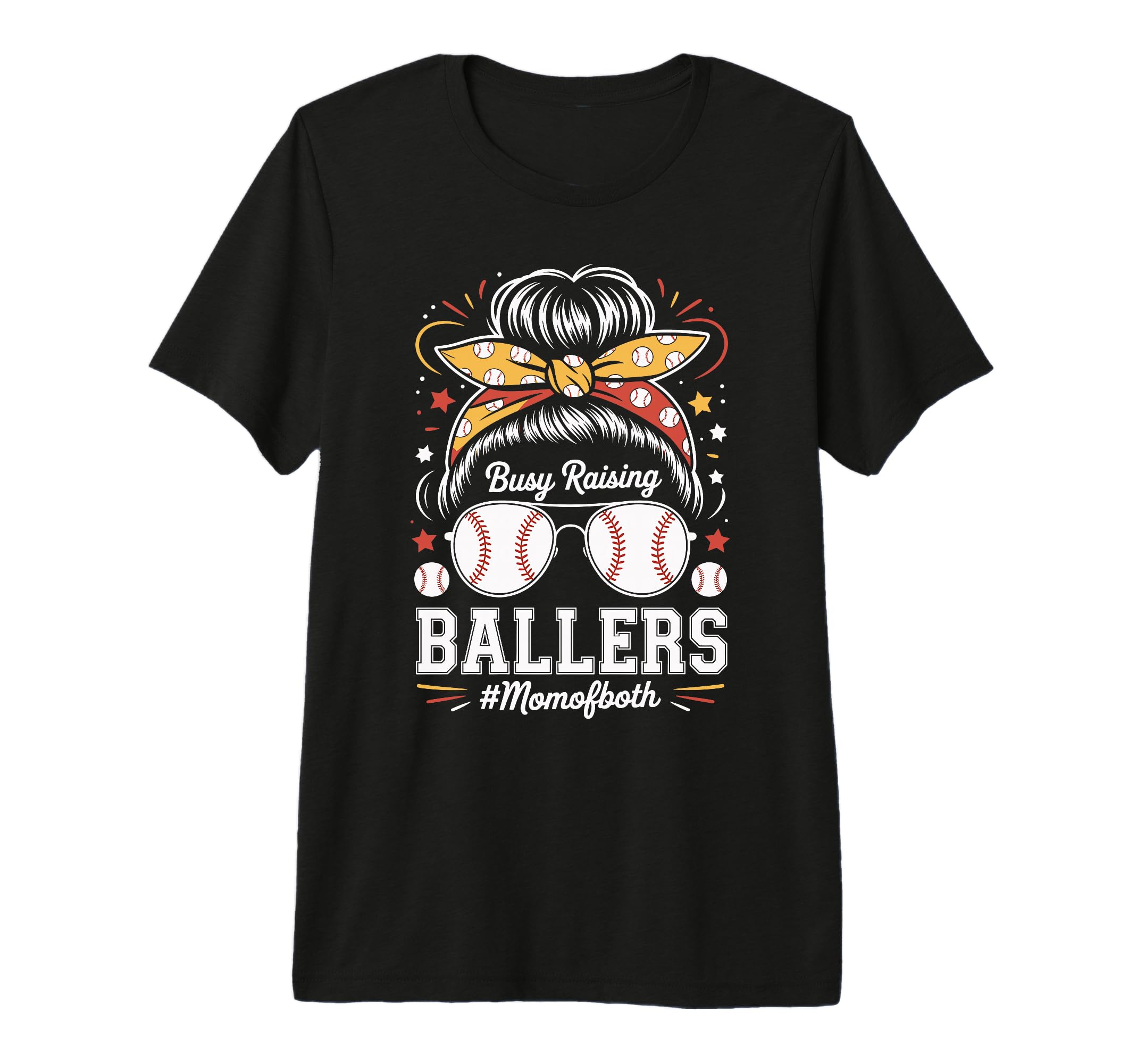 Busy Raising Ballers Mom Both Baseball T-Shirt - Unique Graphic for Adults - T-Shirt, Sweatshirt, Hoodie