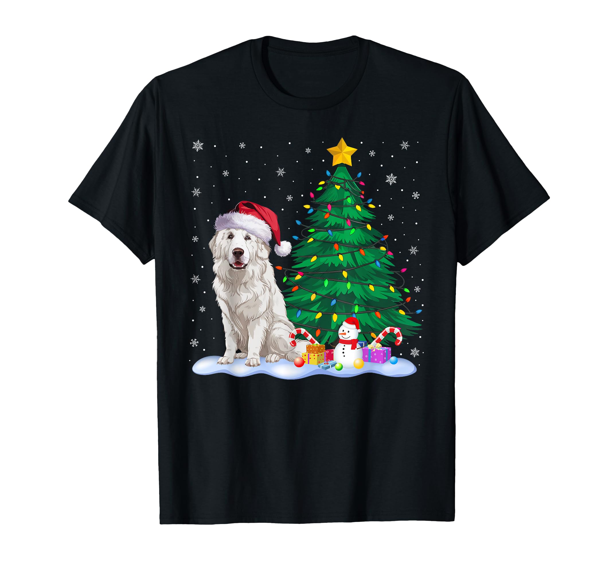 Great Pyrenees Dog Tree Lights T-Shirt - Minimalist Print for Adults - T-Shirt, Sweatshirt, Hoodie