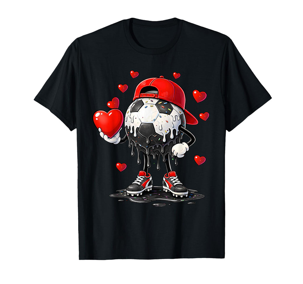Valentine Soccer Heart Drip Sport Love T-Shirt - Novelty Apparel Unisex - T-Shirt, Sweatshirt, Hoodie