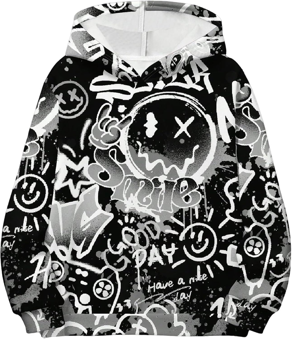 Boy's Graphic Cartoon Print Hooded Loose Tops - Adult & Kids T-Shirts, Sweatshirts & Hoodies apparel design preview 1