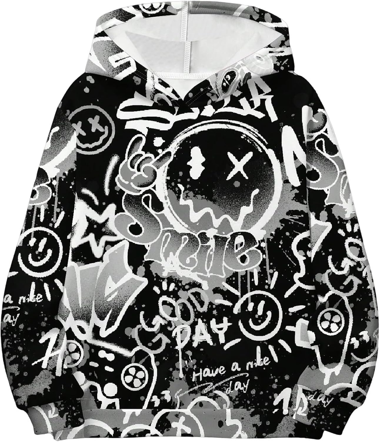 Boy's Graphic Cartoon Print Hooded Loose Tops - Adult & Kids T-Shirts, Sweatshirts & Hoodies apparel design preview 1