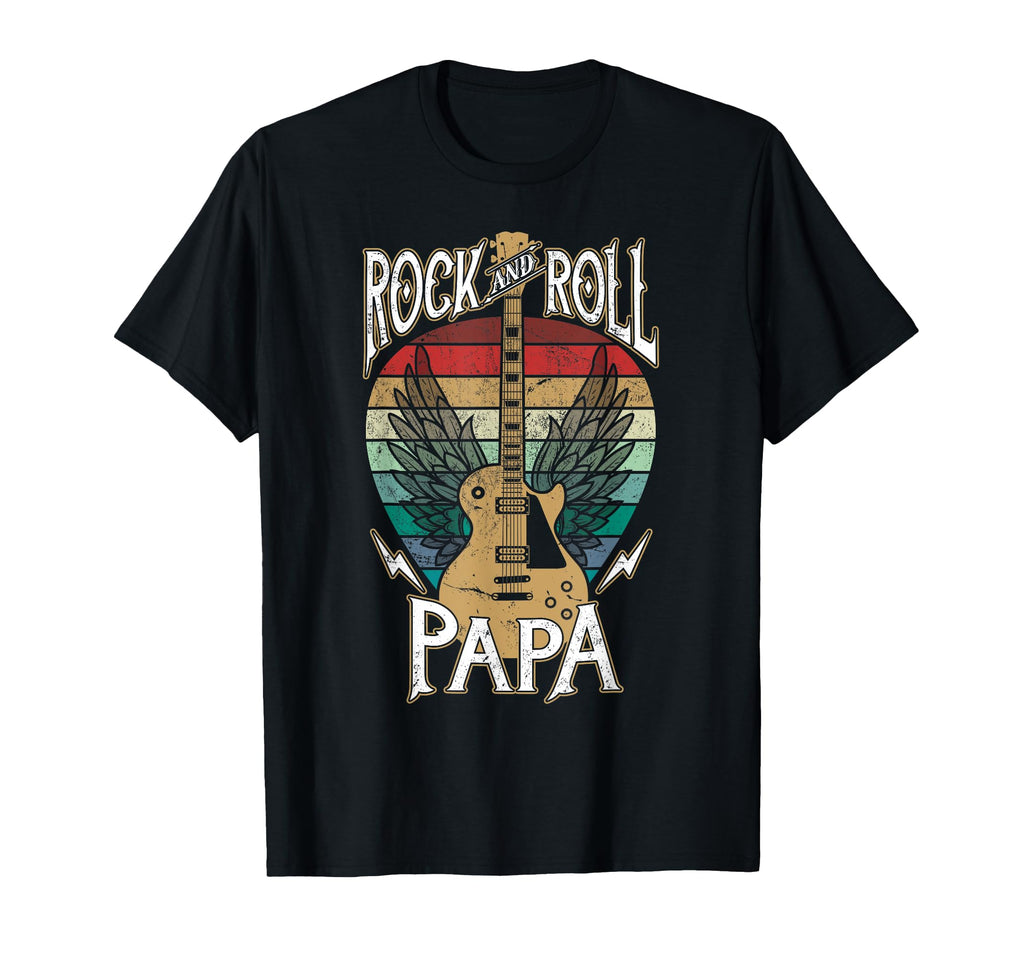Rock N Roll Papa Guitar Player Music T-Shirt - Minimalist Print Men Women - T-Shirt, Sweatshirt, Hoodie