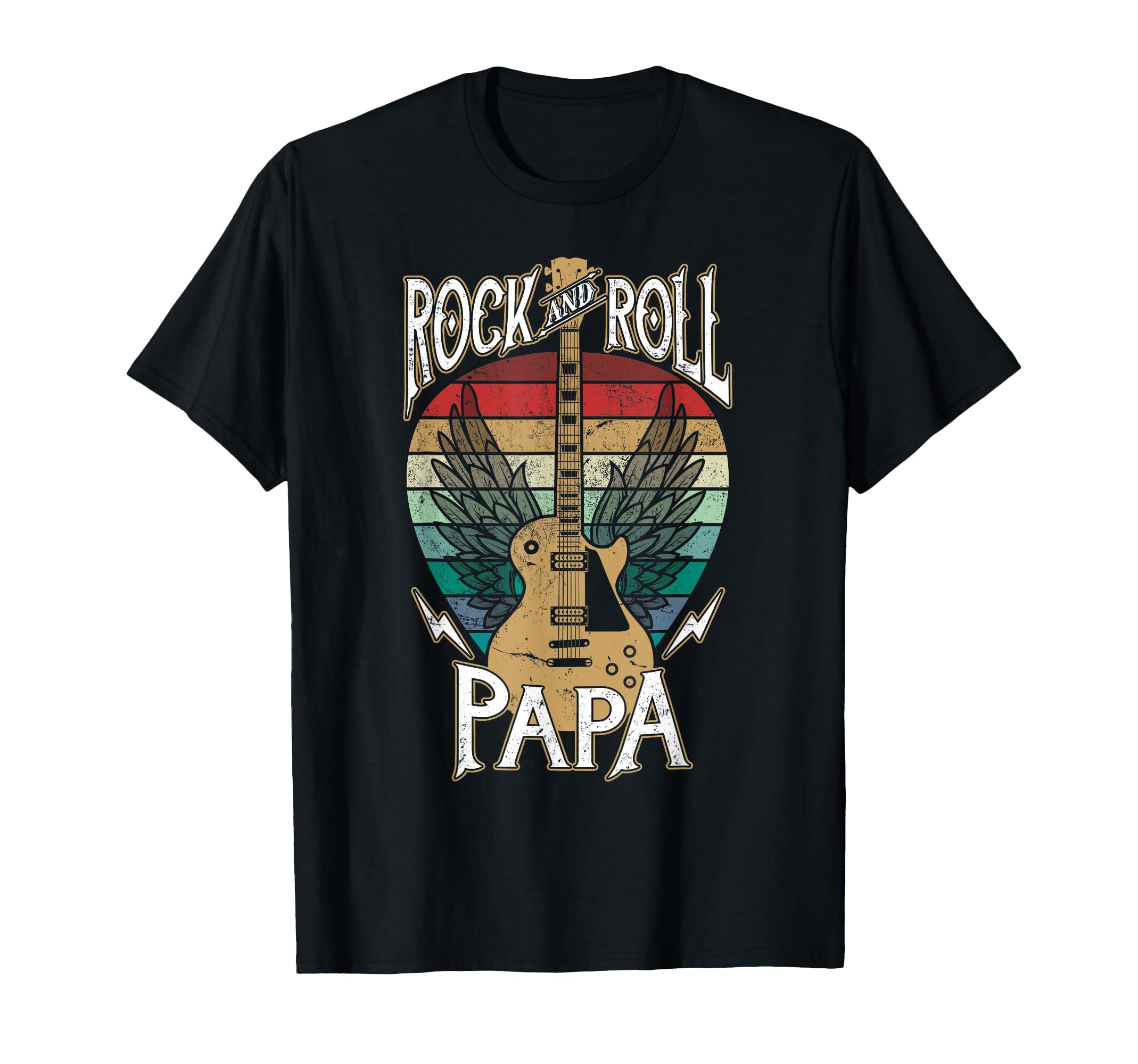 Rock N Roll Papa Guitar Player Music T-Shirt - Minimalist Print Men Women - T-Shirt, Sweatshirt, Hoodie