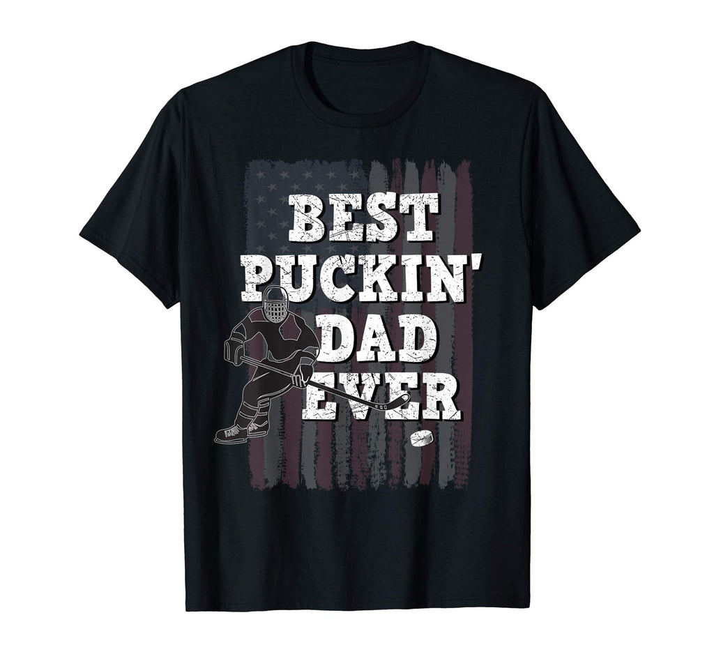Best Puckin Dad Ever Ice Hockey T-Shirt - Minimalist Print Men Women - T-Shirt, Sweatshirt, Hoodie