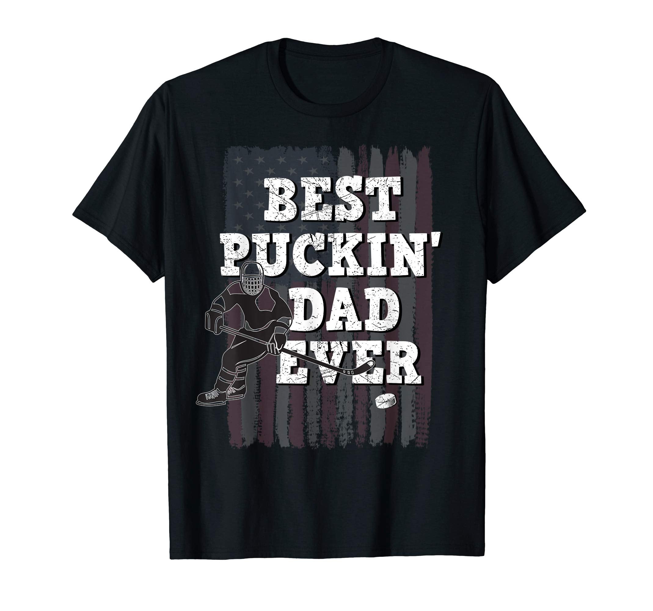 Best Puckin Dad Ever Ice Hockey T-Shirt - Minimalist Print Men Women - T-Shirt, Sweatshirt, Hoodie