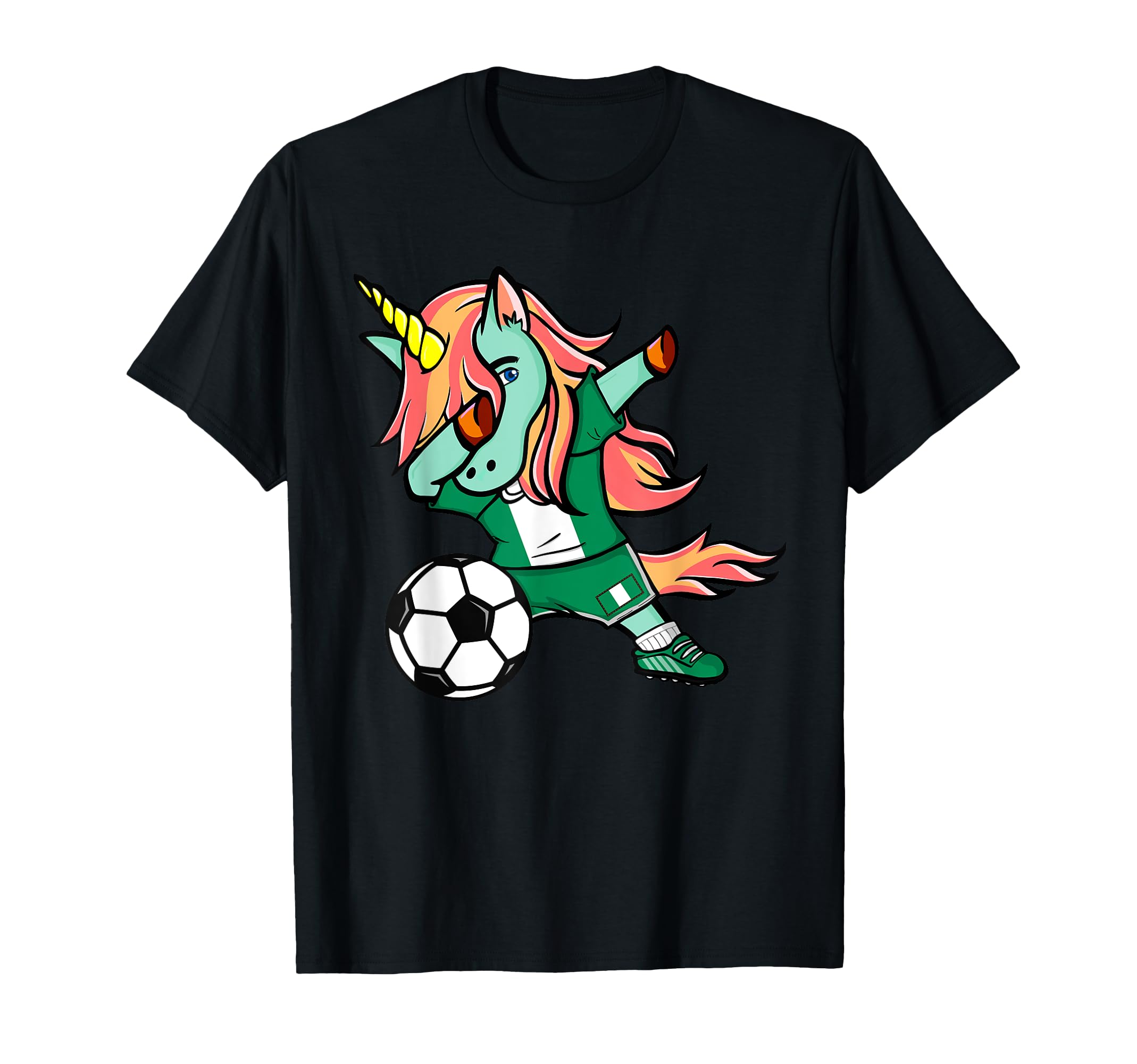 Dabbing Unicorn Nigeria Football T-Shirt - Streetwear Style Men Women - T-Shirt, Sweatshirt, Hoodie