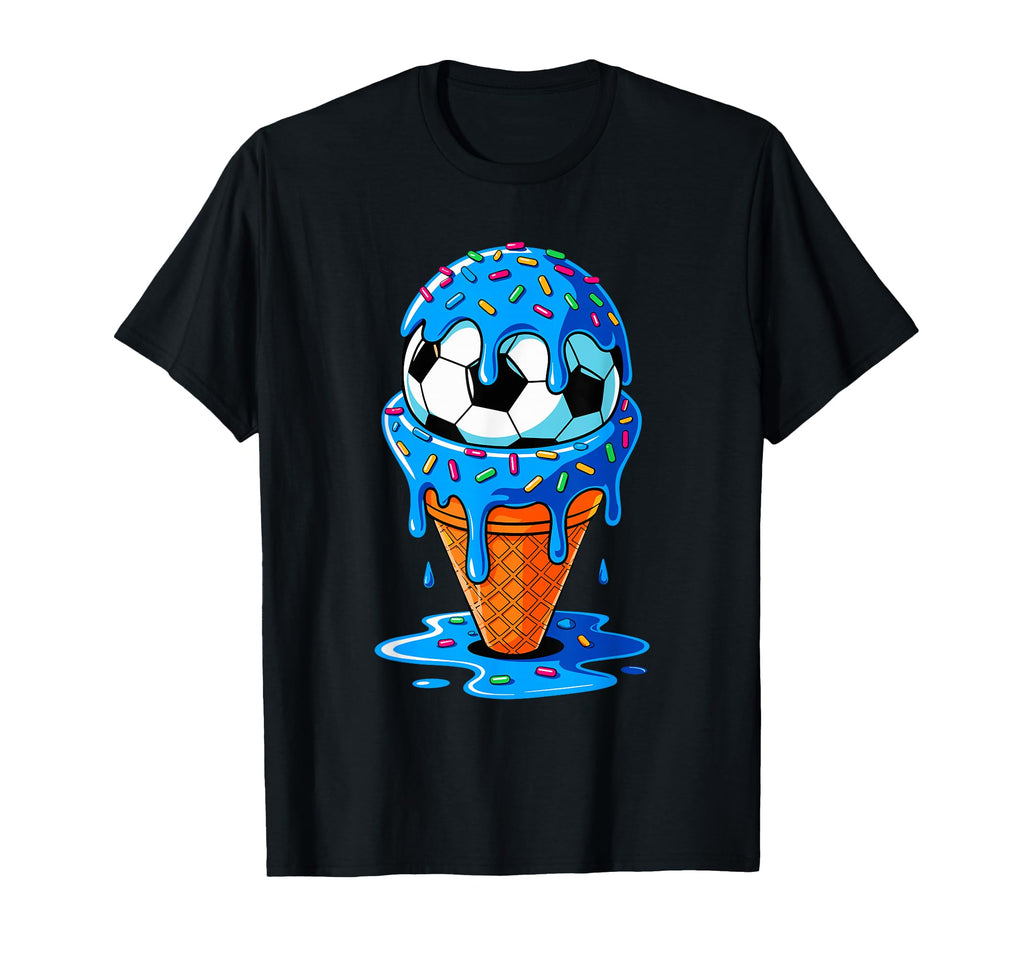 Soccer Ball Ice Cream Drip Fun T-Shirt - Fun Novelty Design Men Women - T-Shirt, Sweatshirt, Hoodie