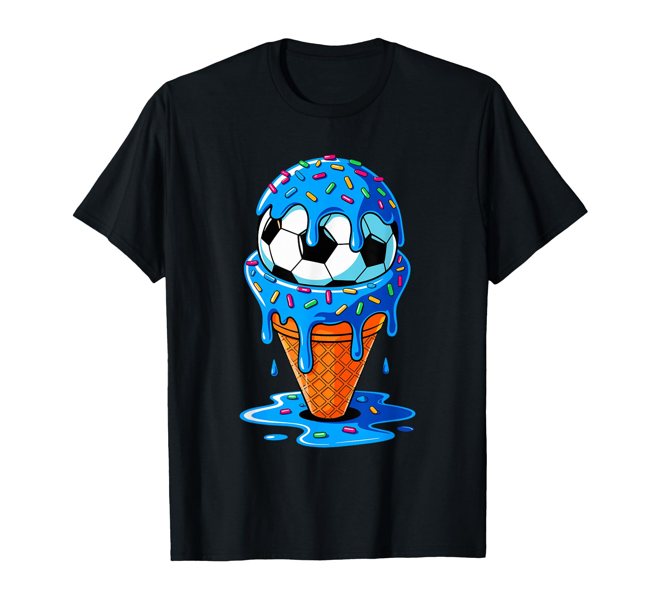 Soccer Ball Ice Cream Drip Fun T-Shirt - Fun Novelty Design Men Women - T-Shirt, Sweatshirt, Hoodie