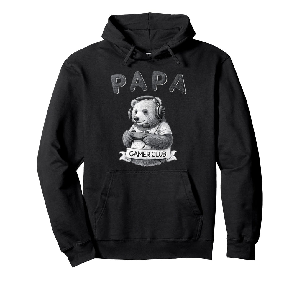 Papa Bear Gamer Club Funny Husband Hoodie - Novelty Apparel for Adults - T-Shirt, Sweatshirt, Hoodie