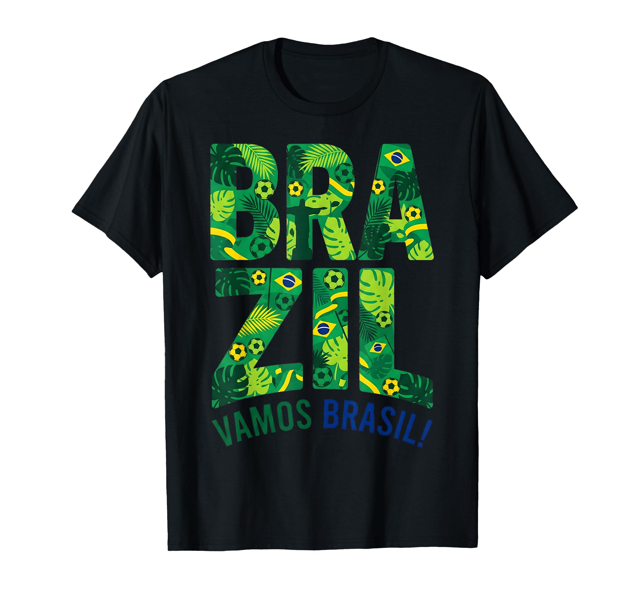 Brazil Tropical Soccer Pattern Vamos T-Shirt - Aesthetic Graphic Men Women - T-Shirt, Sweatshirt, Hoodie