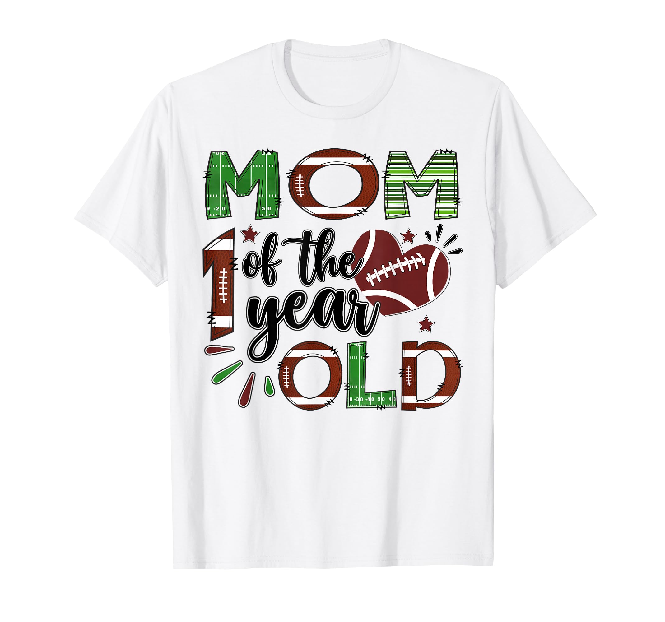 Mom 1 Year Old Football 1St Birthday T-Shirt - Aesthetic Graphic Unisex - T-Shirt, Sweatshirt, Hoodie