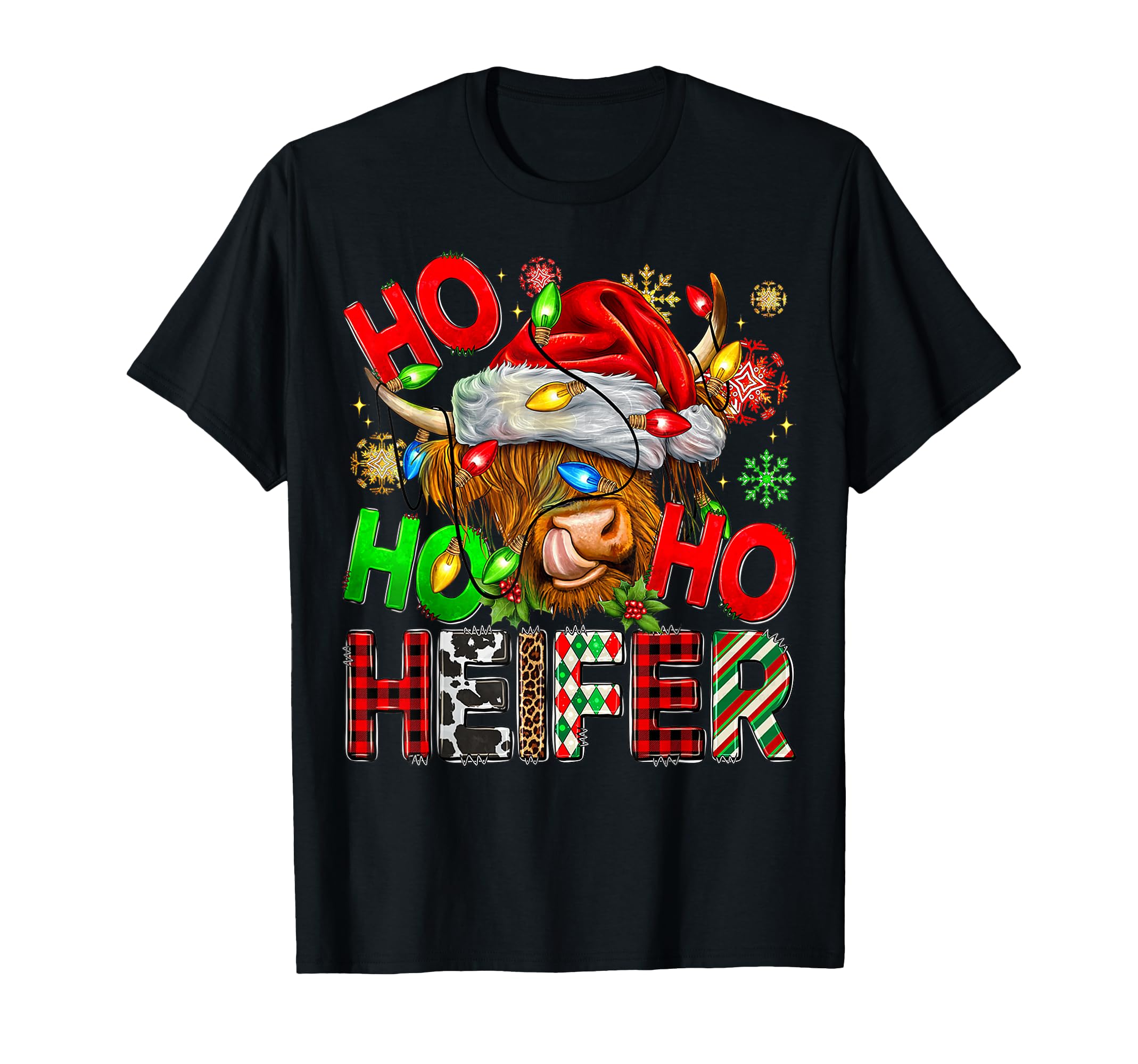 Ho Ho Ho Heifer Cow Santa Hat T-Shirt - Streetwear Style for Adults - T-Shirt, Sweatshirt, Hoodie