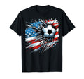 Soccer Ball 4Th July American Flag Patriotic T-Shirt - Graphic Print Unisex - T-Shirt, Sweatshirt, Hoodie