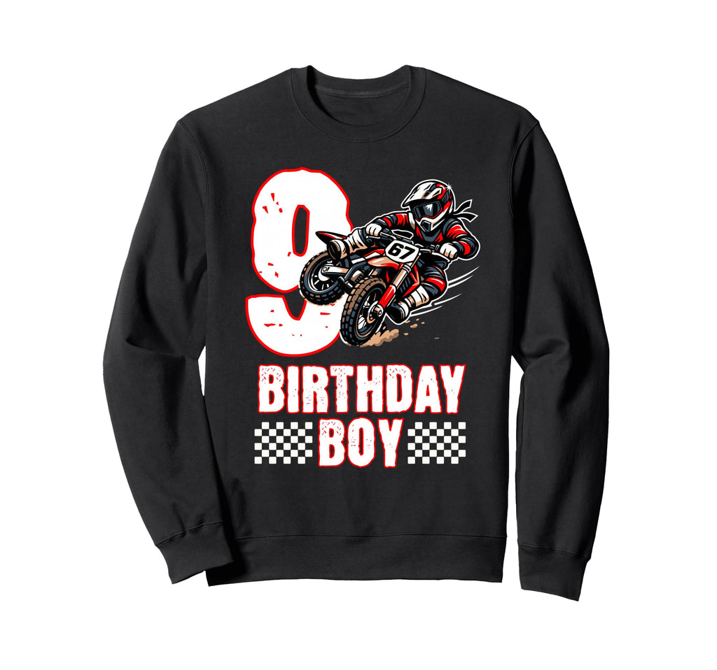 Motocross Birthday Dirt Bike 9Th Sweatshirt - Minimalist Print for Adults - T-Shirt, Sweatshirt, Hoodie