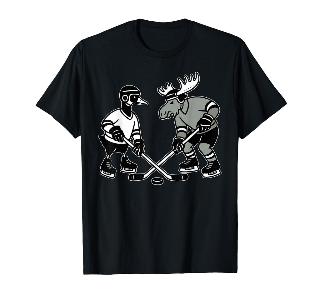 Goose Moose Playing Hockey Goalie Mom T-Shirt - Graphic Print for Adults - T-Shirt, Sweatshirt, Hoodie