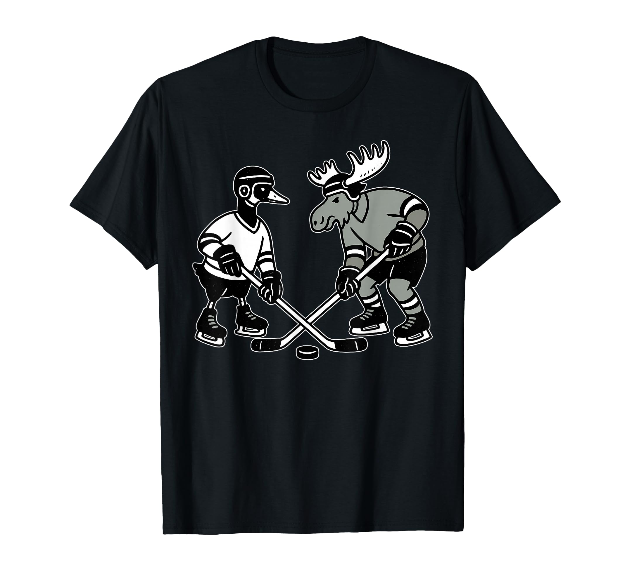 Goose Moose Playing Hockey Goalie Mom T-Shirt - Graphic Print for Adults - T-Shirt, Sweatshirt, Hoodie