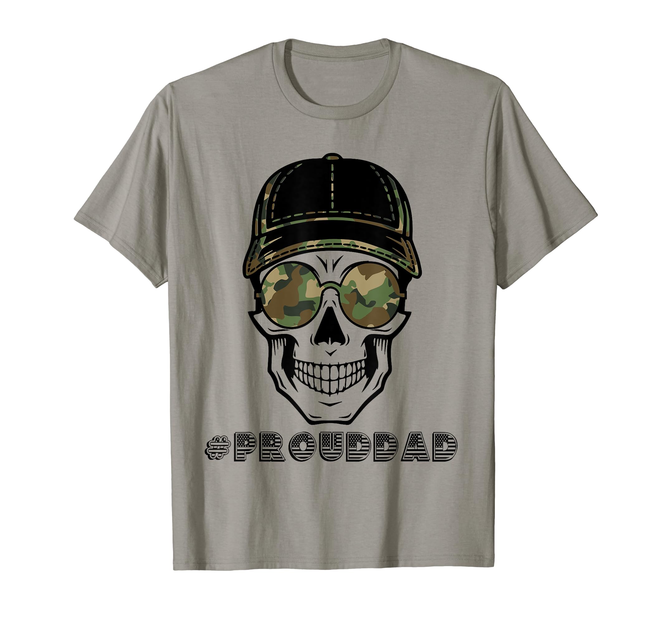 Skull Messy Bun Proud Veteran Dad T-Shirt - Trendy Graphic for Adults - T-Shirt, Sweatshirt, Hoodie